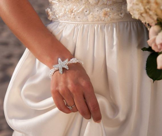 bridal starfish pearl beaded bracelet