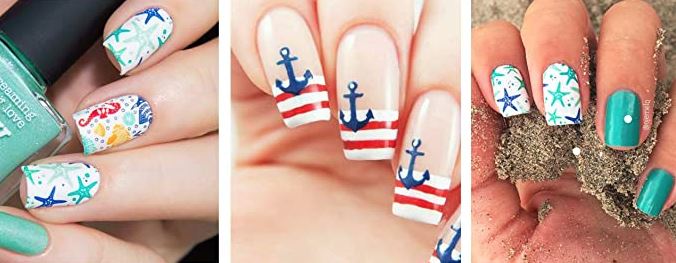 cruise nail decal stickers with starfish and sailors