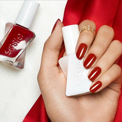 essie Bubbles Only bright red nail polish for winter, Christmas, and January