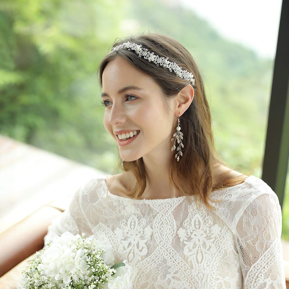 cheap floral wedding silver bridal headband with rhinestones