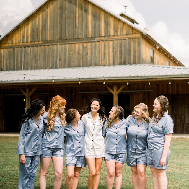 Light Blue Personalized and Monogram Bridesmaid and Bachelorette Party Pajamas for Getting Ready