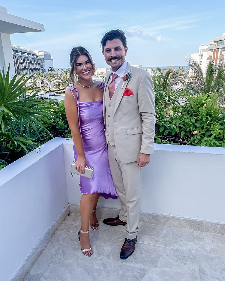 spring and summer spaghetti strap purple wedding guest dress