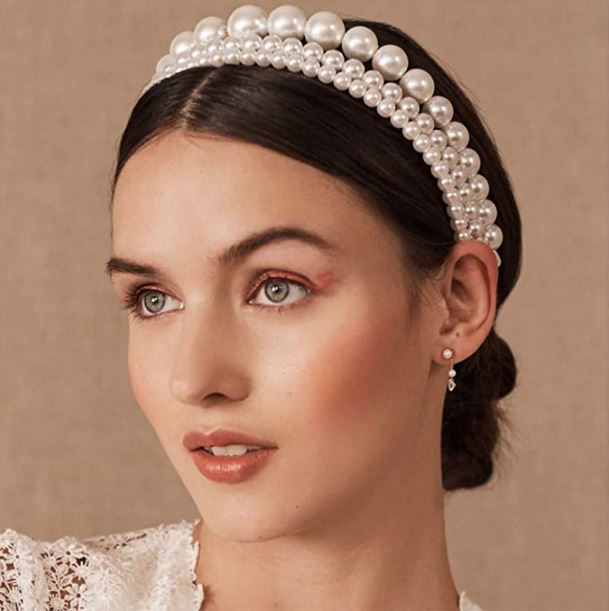set of 3 cheap pearl wedding headband