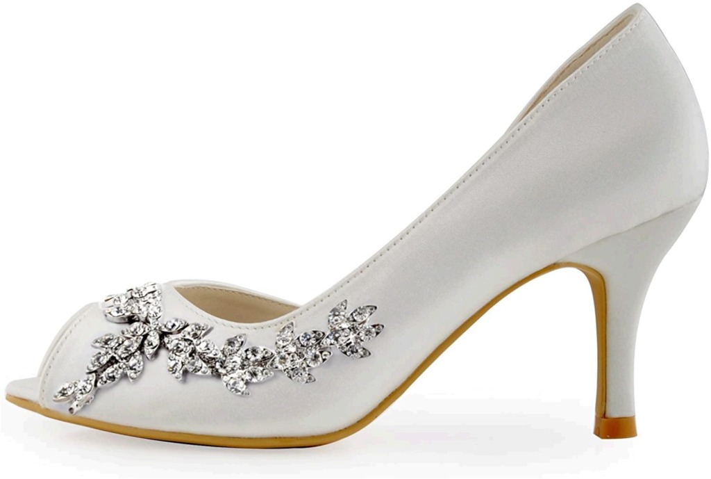 ElegantPark Wedding Heels Peep Toe Wedding Shoes