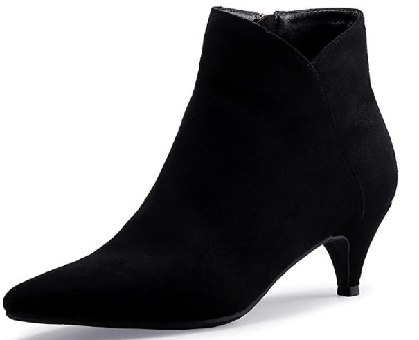 IDIFU booties with low kitten heel in black for work
