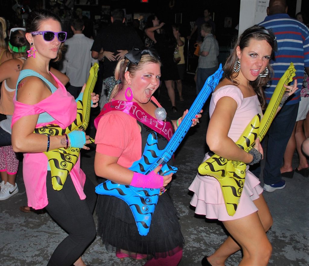80s Bachelorette Party Outfits with Guitars