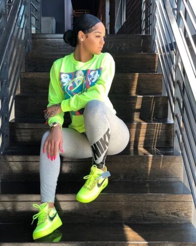 Neon Baddie outfit with Air Force Ones