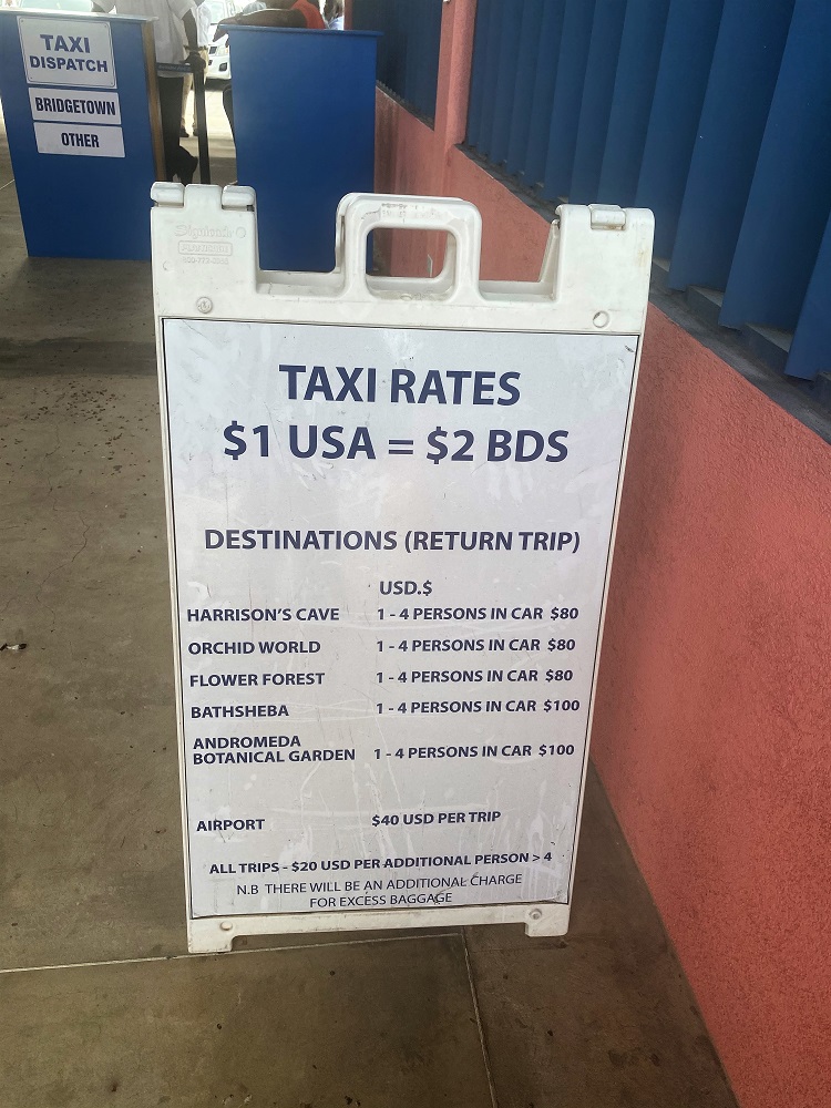 Barbados Cruise Port Taxi Rates to the Beach