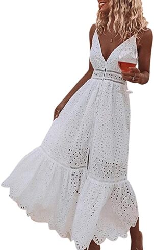 BerryGo White Summer Dress