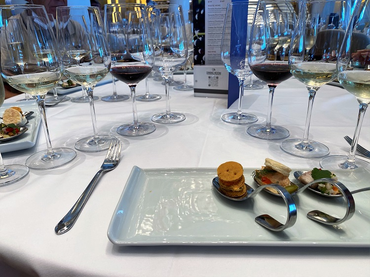 Holland America Nieuw Statendam review of wine tasting with appetizers