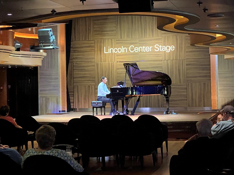 Holland America Nieuw Statendam Ship Lincoln Center Stage with pianist