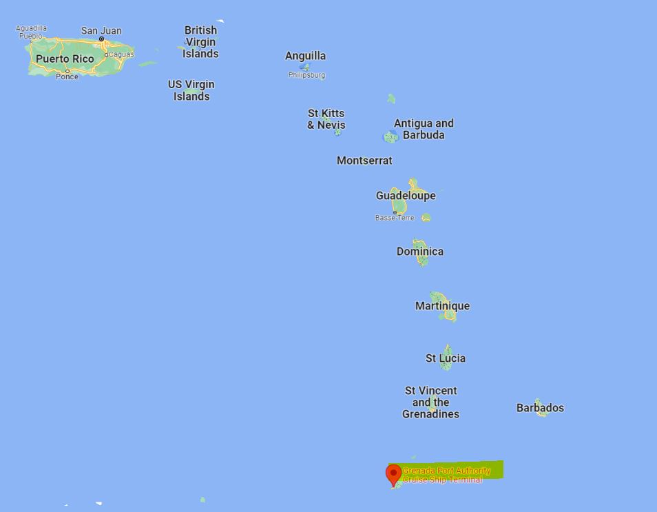 Map: Grenada vs. Other Islands in the Caribbean