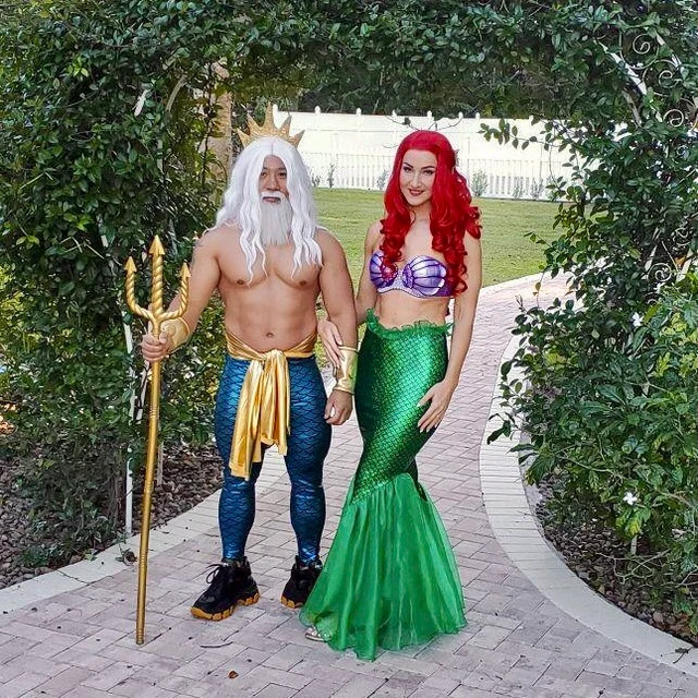 Mermaid Couples Costume with Green Mermaid Skirt