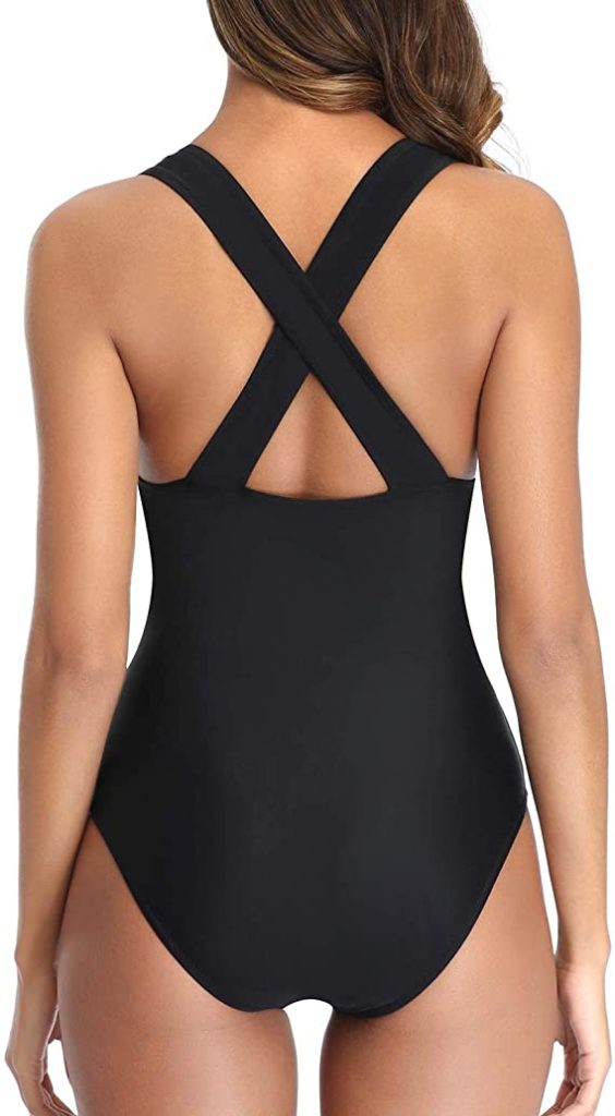 Tempe Me one piece swimsuit with criss-cross back to hide back fat