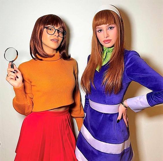 Velma and Daphne costumes for two best friends