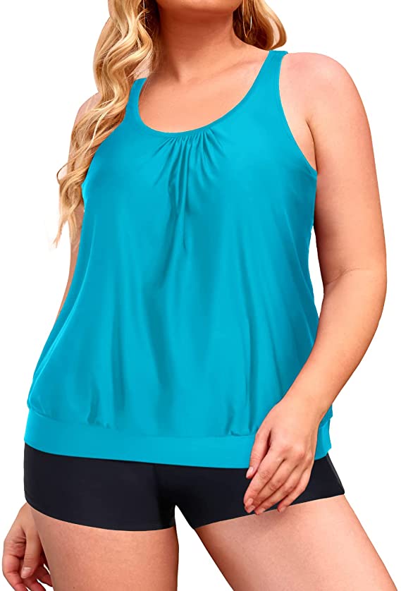 Yonique plus size tankini with shorts to hide back fat and belly