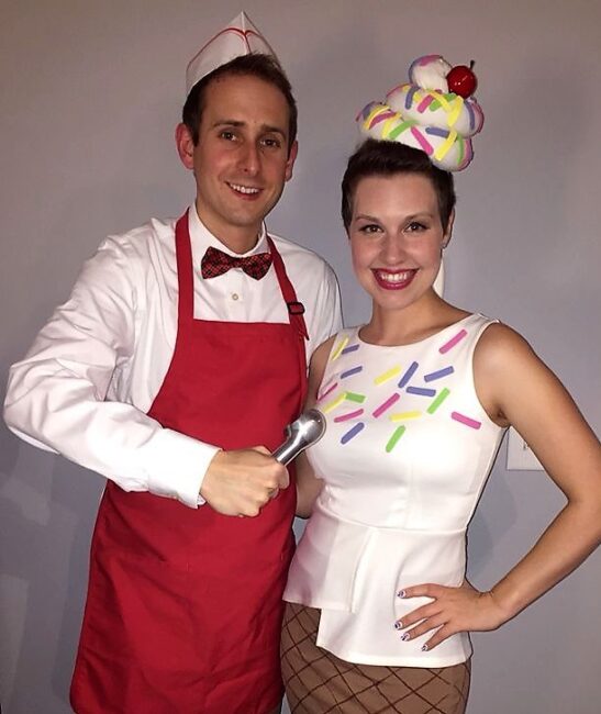 best friends Halloween costume with ice cream and scooper