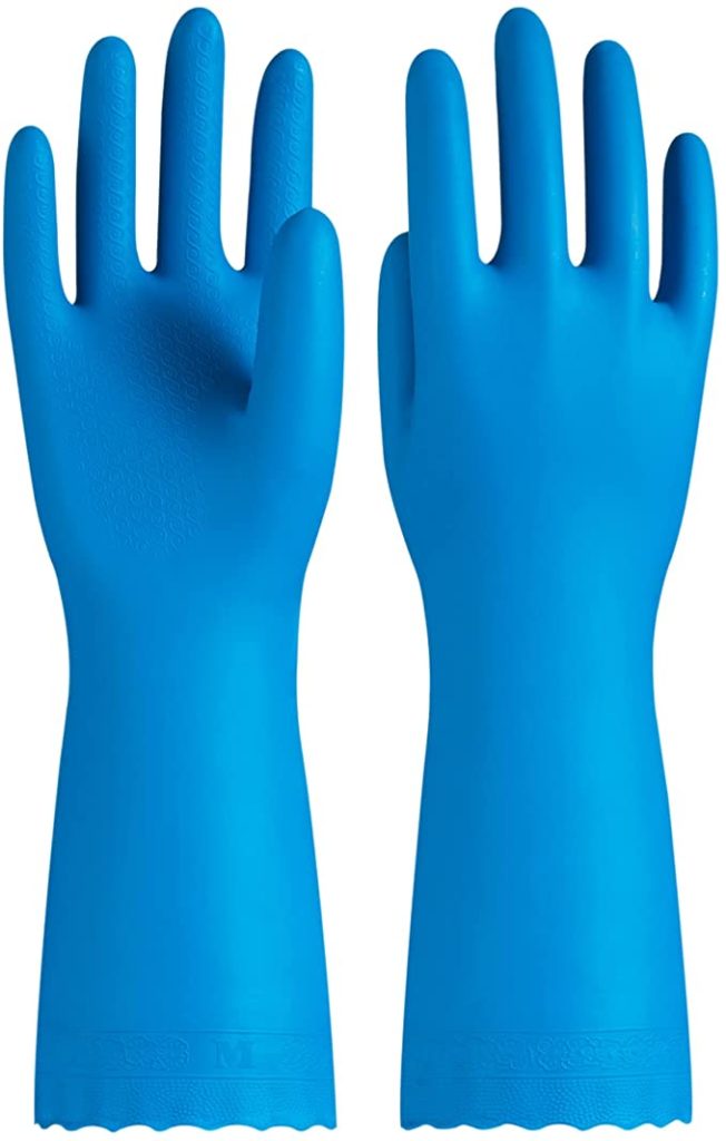 blue chemical gloves