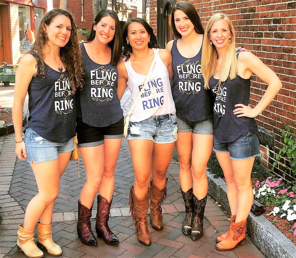 Casual Cowgirl Bachelorette Party Outfits with Jean Shorts and Boots