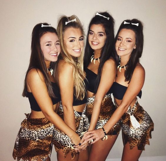 cave girls group college Halloween costumes