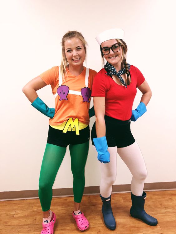 cute Mermaid Man and Barnacle Boy girl costumes for best friends