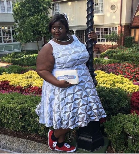 Cute Plus Size Outfit for Epcot with Spaceship Earth Inspired Skater Dress
