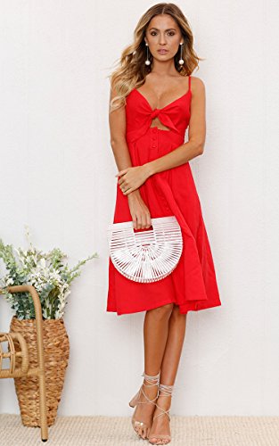 cute red beach vacation dress with front tie