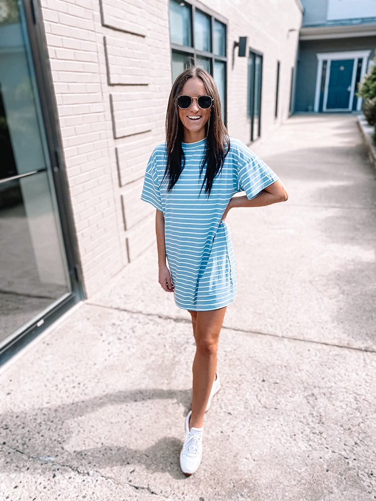 casual summer teen girl outfit with t-shirt dress