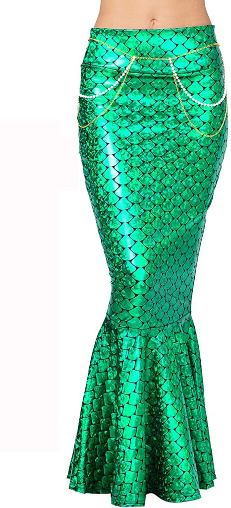 green metallic mermaid skirt with chain