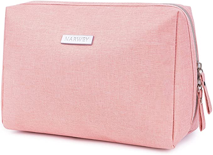 Narway Large Pink Cosmetic and Toiletry Bag for Travel for Tweens and Women