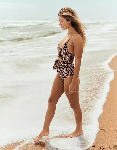 Leopard Print One Piece Swimsuit for Long Torso