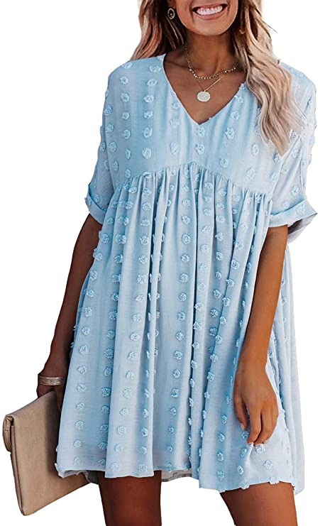 Light Blue Easter Dress to Hide Tummy with Sleeves