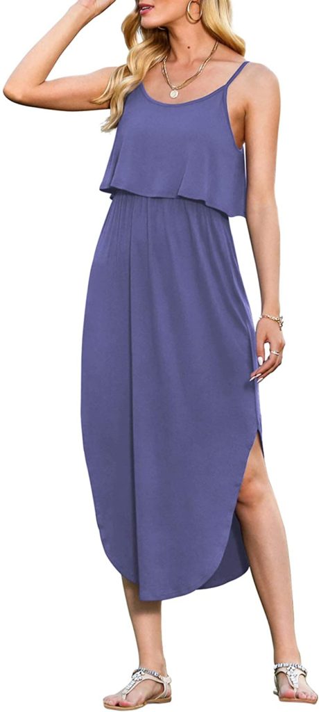LILBETTER Casual Summer Midi Dress with Ruffles