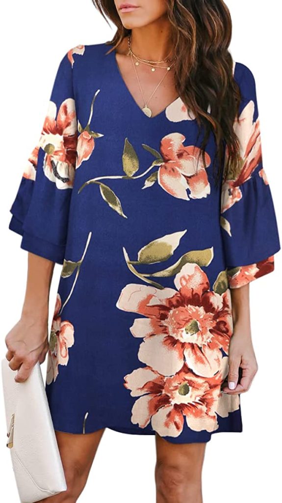 loose fitting dress with sleeves and floral print by BELONGSCI