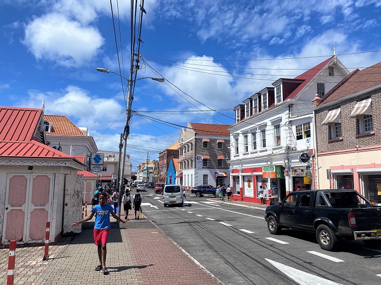 main street outside Grenada cruise port