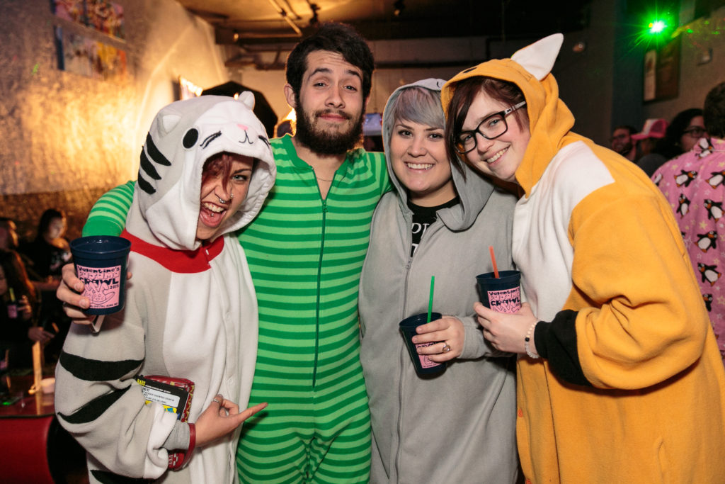 Onesie themed party for college