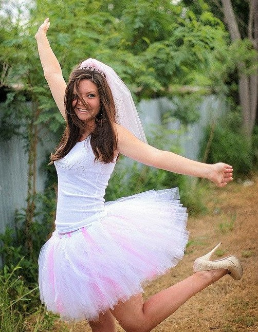 Pink and White Bachelorette Party Tutu Outfit for Bride