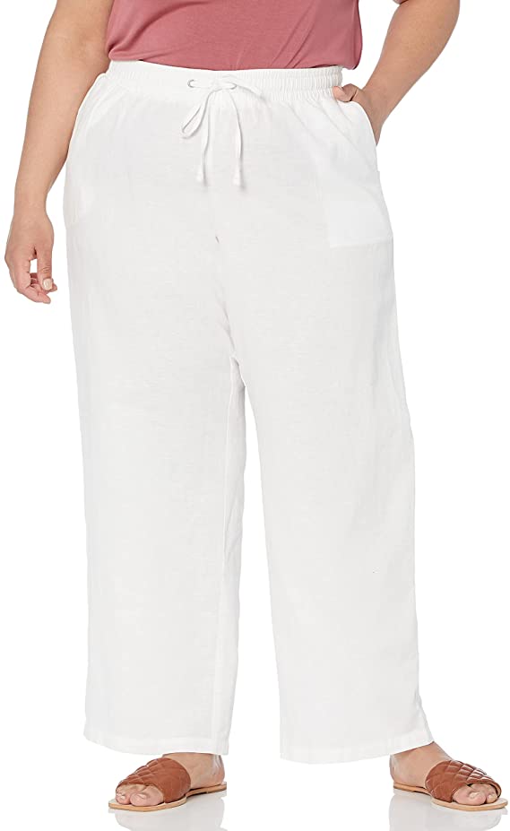 plus size white linen pants on Amazon