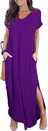Purple Maxi Dress with Pockets for Summer