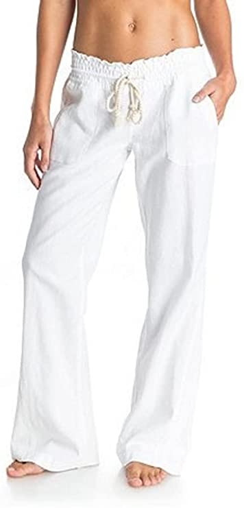 Roxy white linen cover up Oceanside pants