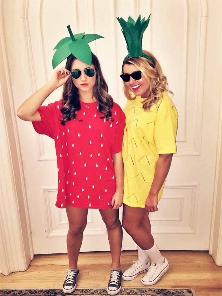 strawberry and pineapple costume two friends