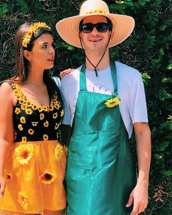 sunflower and gardener costume for two friends