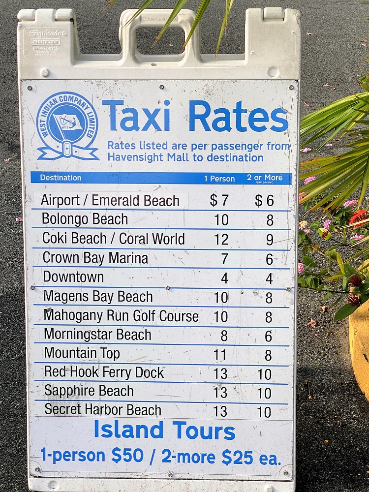 Taxi Rates to Beach from St. Thomas Cruise Port