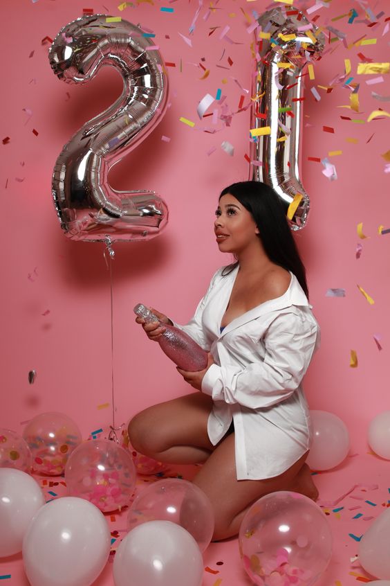 21st Birthday Photoshoot Outfit Idea with Pink Pajamas