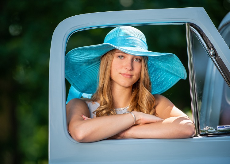 Blue Straw Kentucky Derby Hat for Women