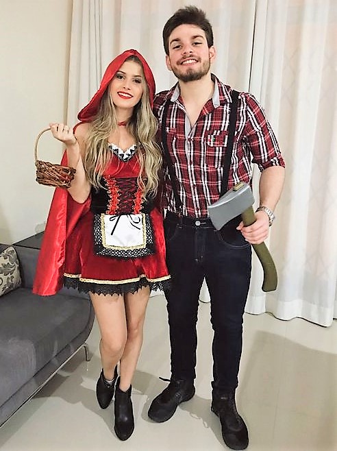 Couples Halloween Costumes College Riding Hood and Bad Wolf