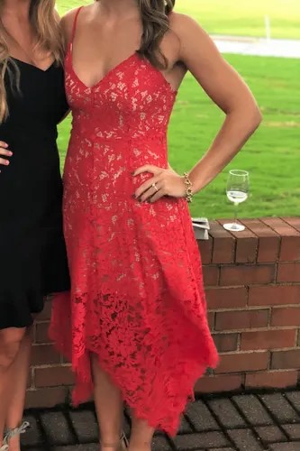 Red Lace Summer Wedding Guest Dress