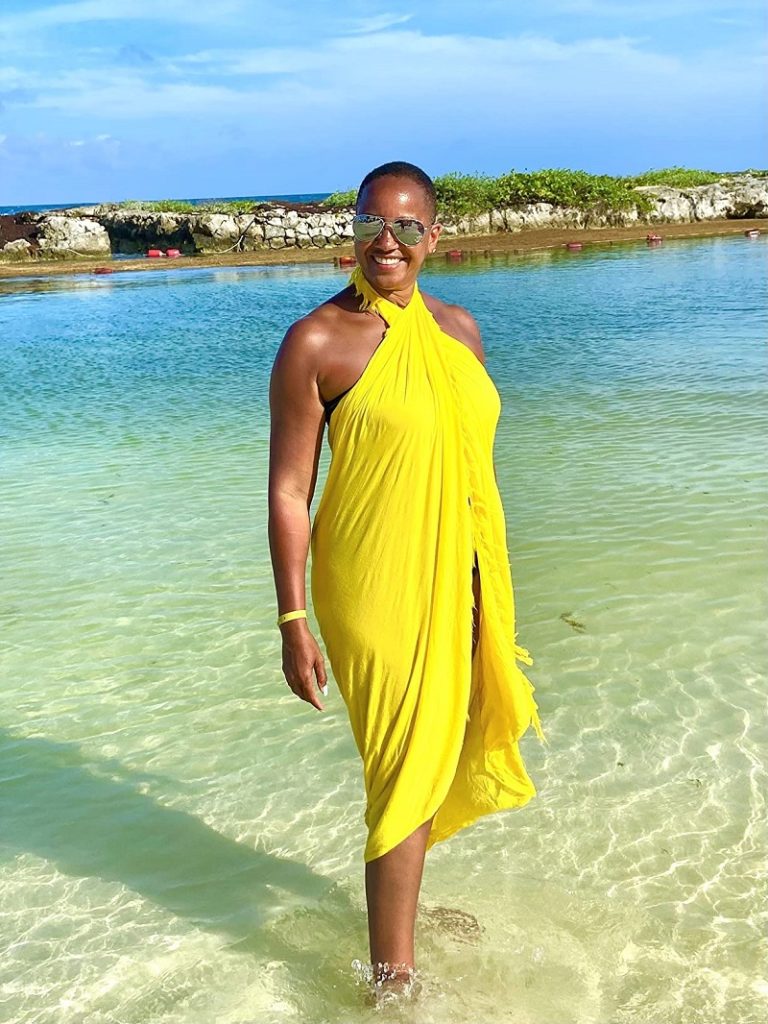 Yellow Sarong and Beach Swimsuit Cover Up for Vacation in Jamaica