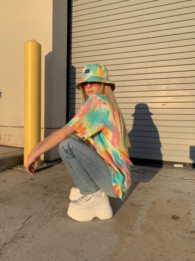 Aesthetic Outfit with Bucket Hat and Tie Dye Shirt