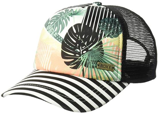 Black and White Stripe and Green Tropical Hat for Women and Hawaii Vacation